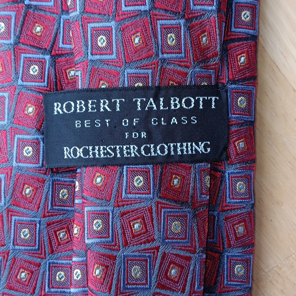 Robert Talbott Red And Blue Diamond Pattern Tie - image 3